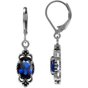 🆕 Women Blue Leverback Dangle Earrings Oval Shape Sterling Bali Balinese Style